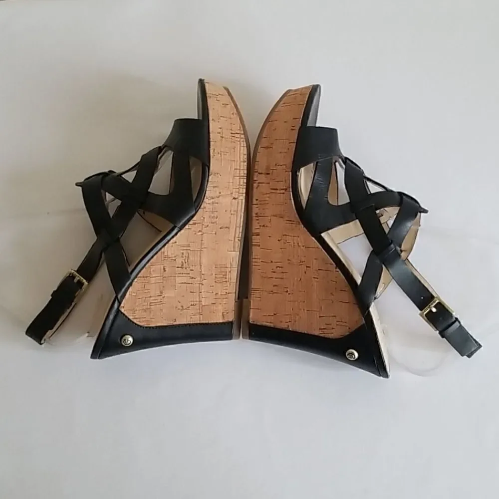 Guess Blk. Tabetha Wedge Cork Platform, NEW , 8.5m